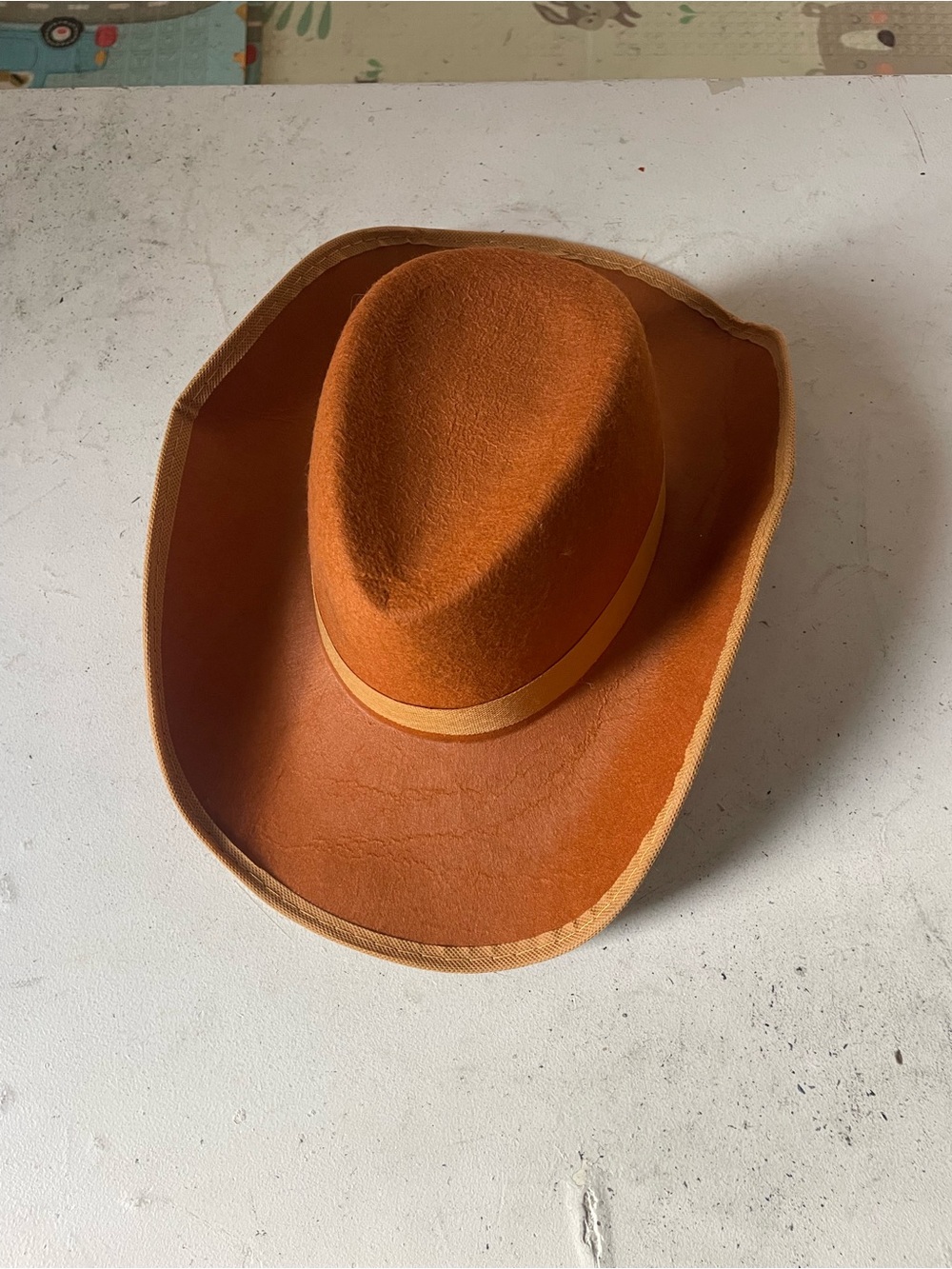 Men's Orange Felt Western Hat with Contrast Band